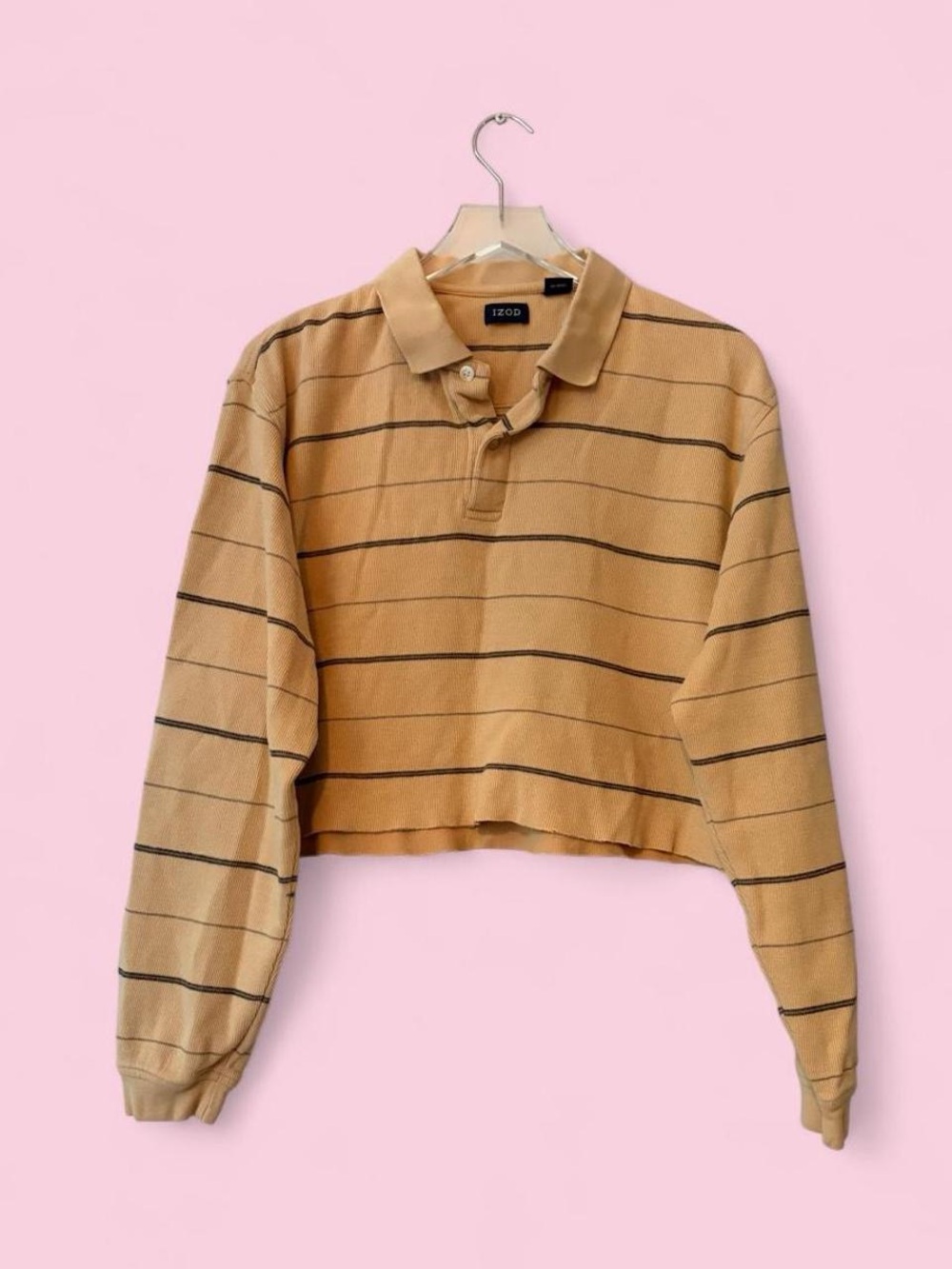 1990s Izod Rib Knit Striped Crop Skater Polo
